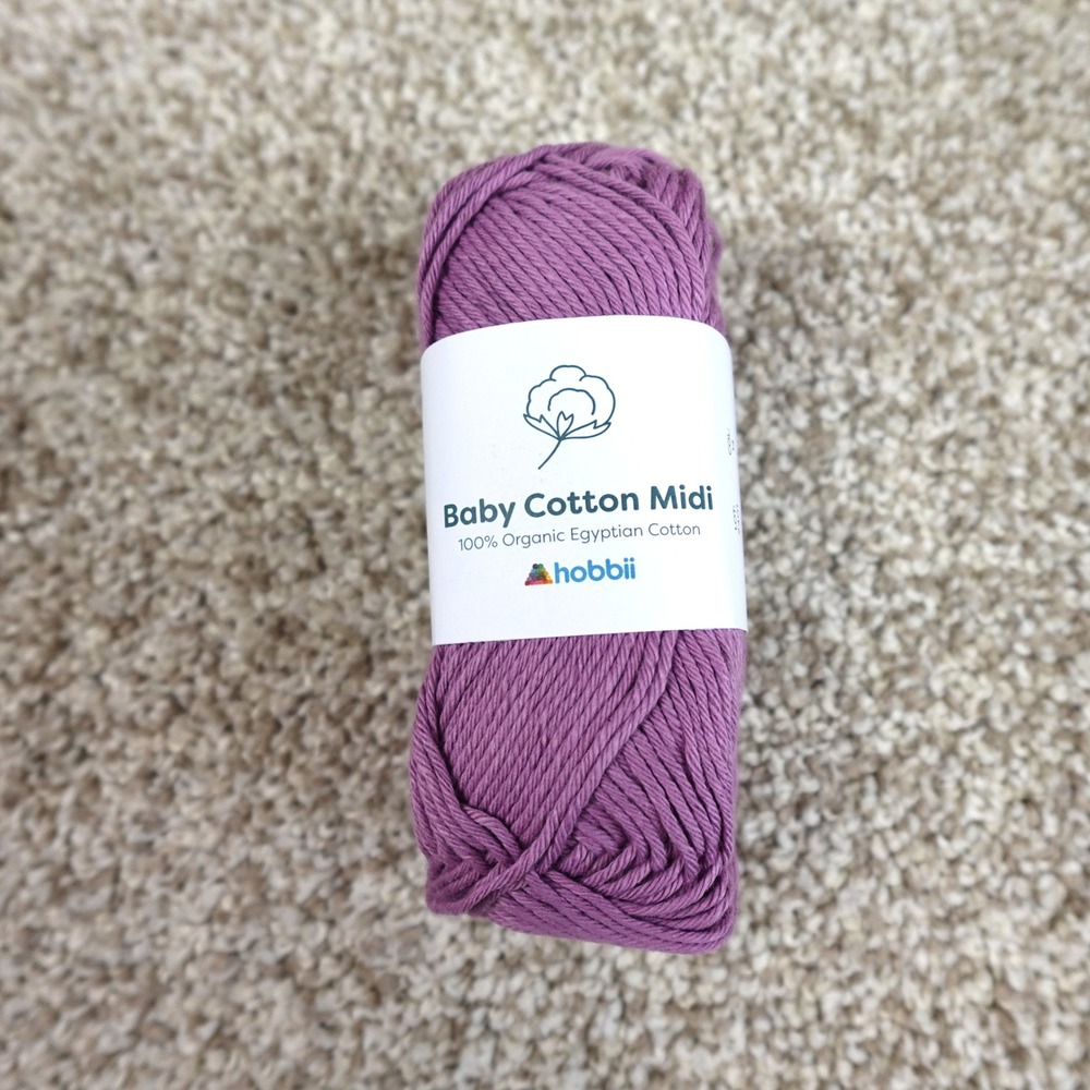 Hobbii Baby Cotton Midi Purple Organic Egyptian Cotton Yarn Color 14 Fine 2 50g